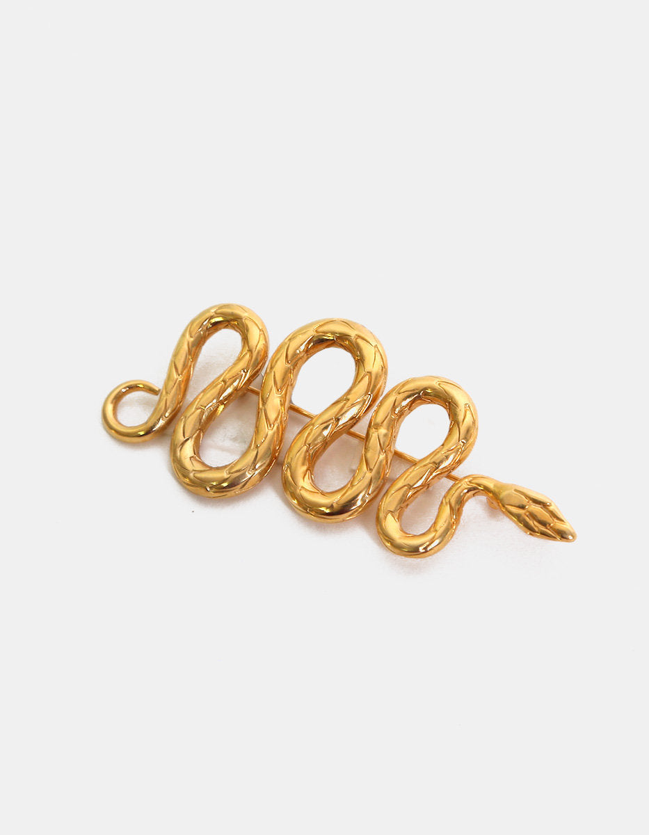 Poison gold-plated hammered snake pin