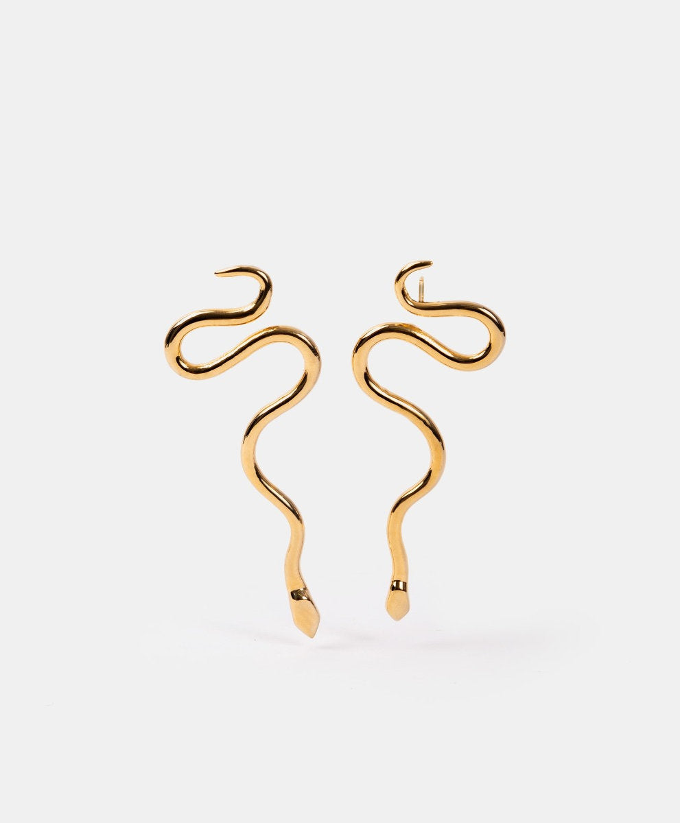 Poison gold-plated snake earrings