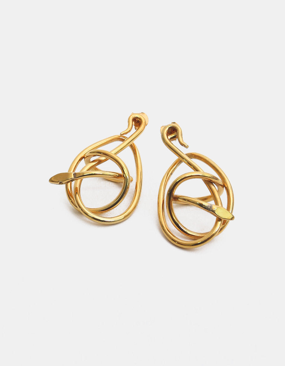Poison gold-plated snake earrings