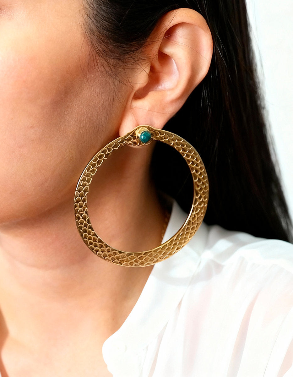 Poison gold-plated snake earrings