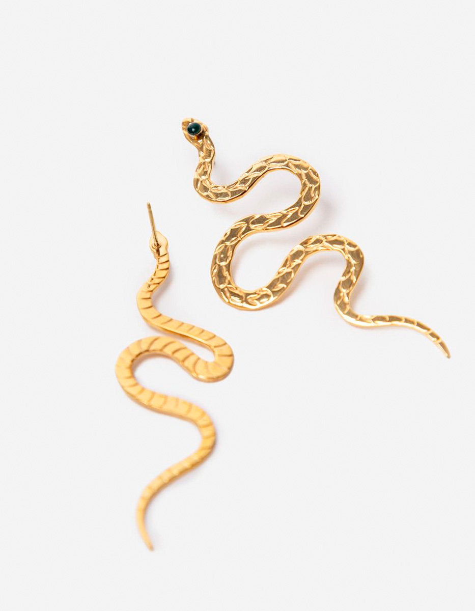 Poison gold-plated snake earrings