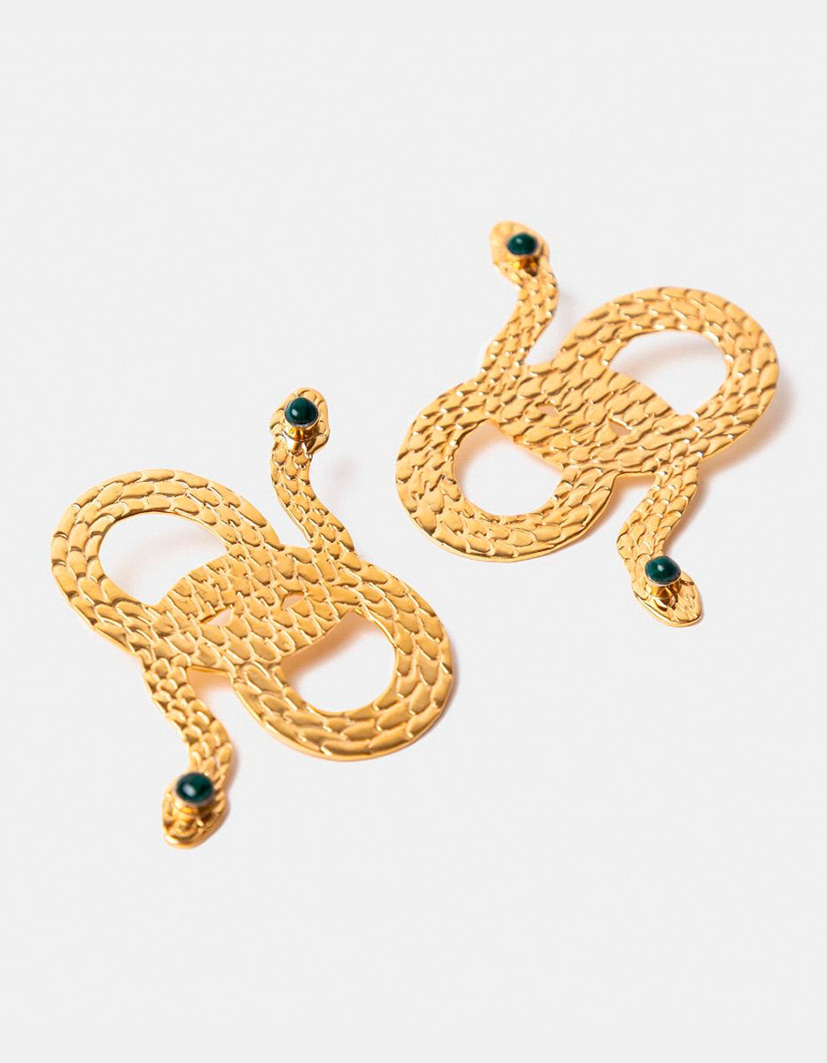 Poison gold-plated snake earrings