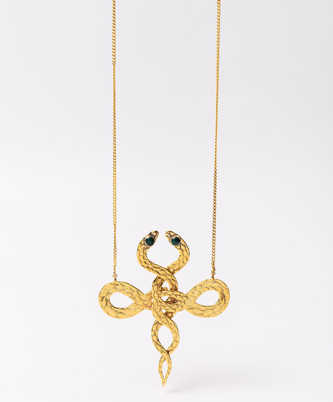 Poison gold-plated hammered snake necklace