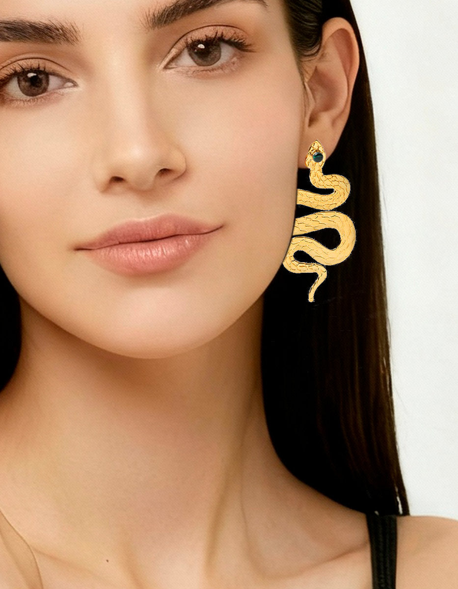 Poison gold-plated snake earrings