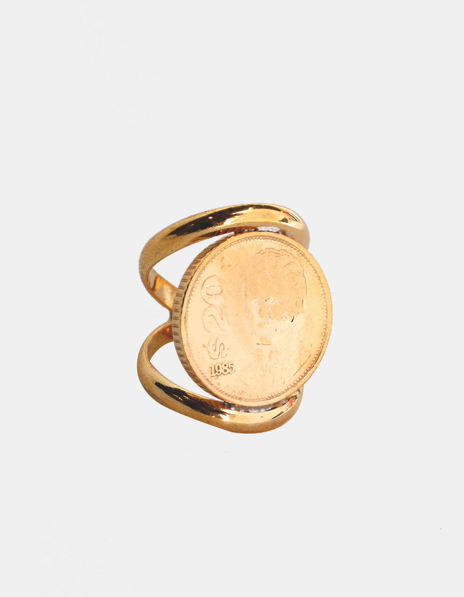 Memories Adjustable Double-Band Ring with Authentic Coin