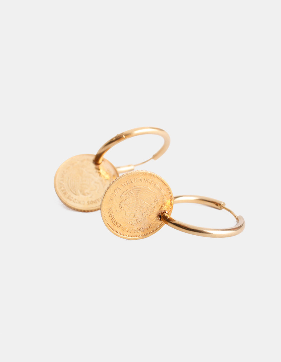 Memories Small Vintage Coin 22k Gold-Plated Hoop Earrings