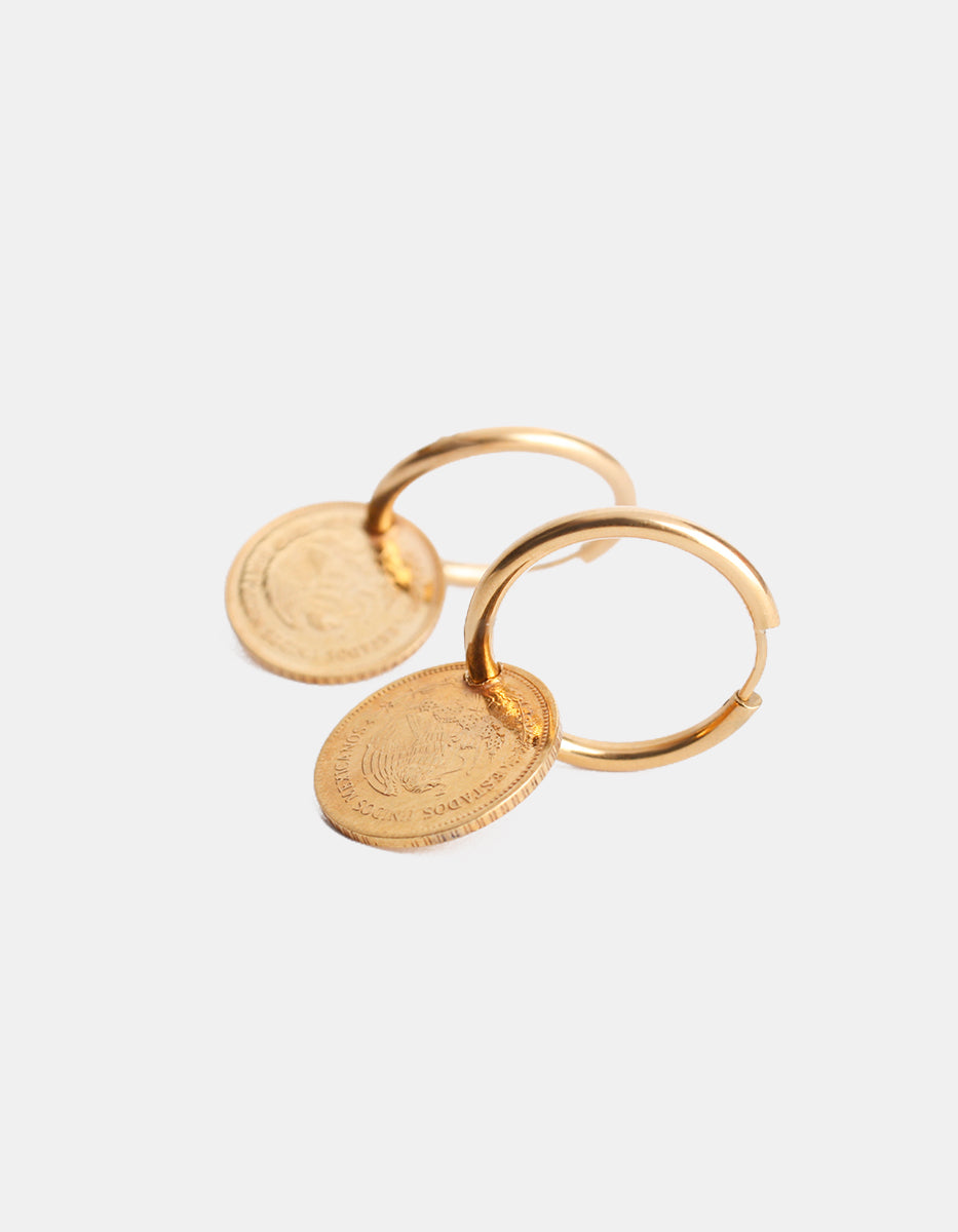 Memories Small Vintage Coin 22k Gold-Plated Hoop Earrings