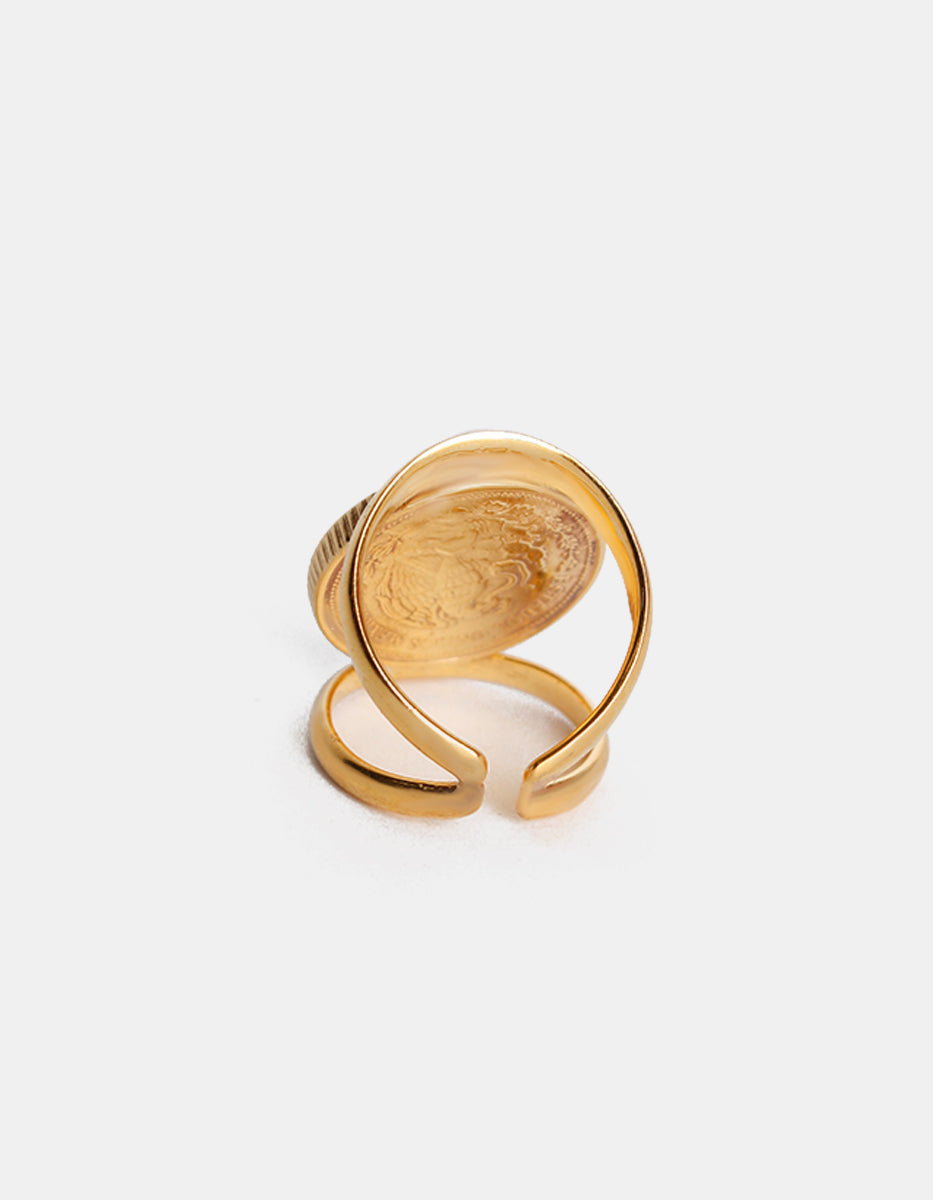 Memories Adjustable Double-Band Ring with Authentic Coin