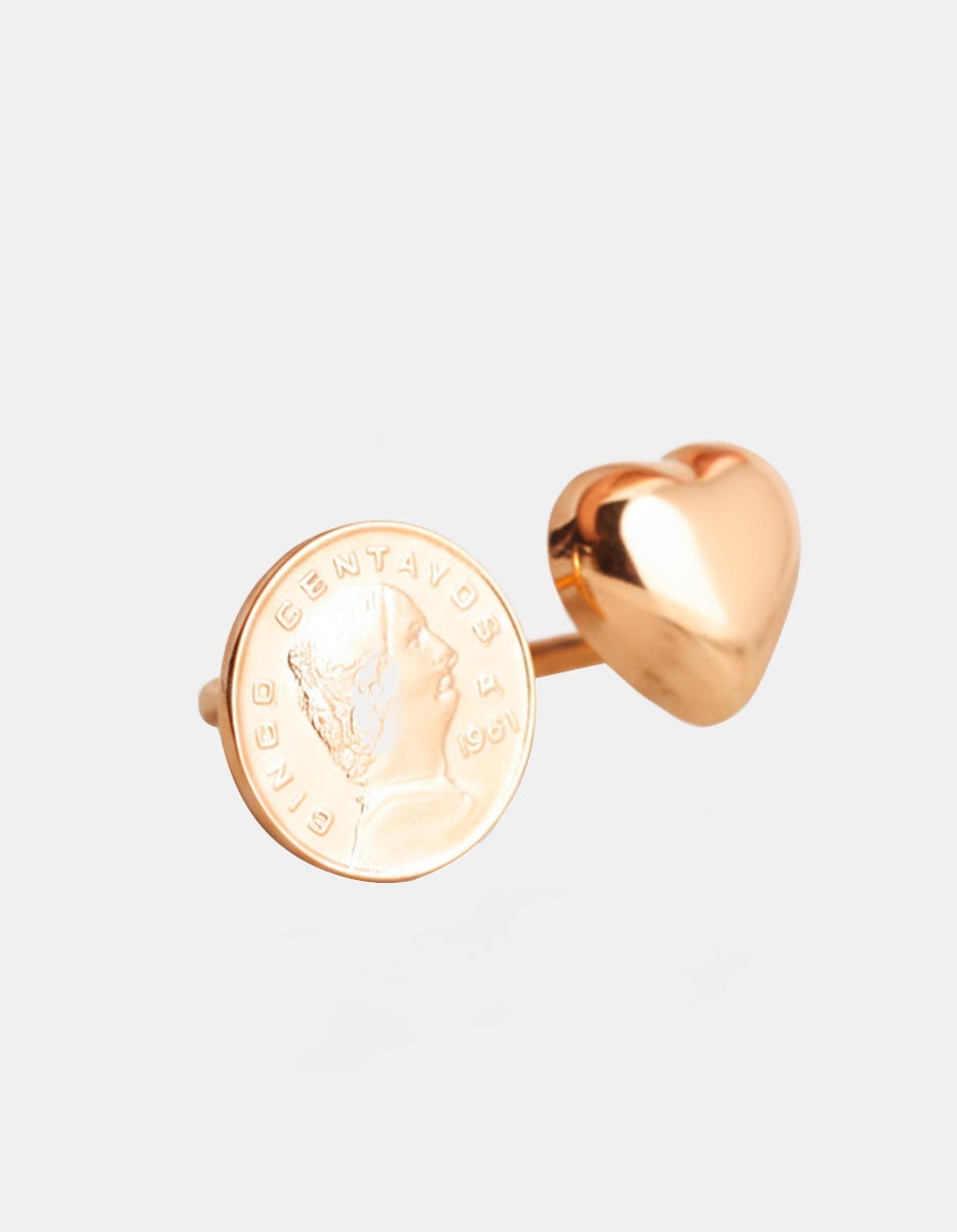 Memories Authentic Mexican Coin & Heart Ring