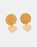 Memories Authentic Mexican Coin & Heart Earrings